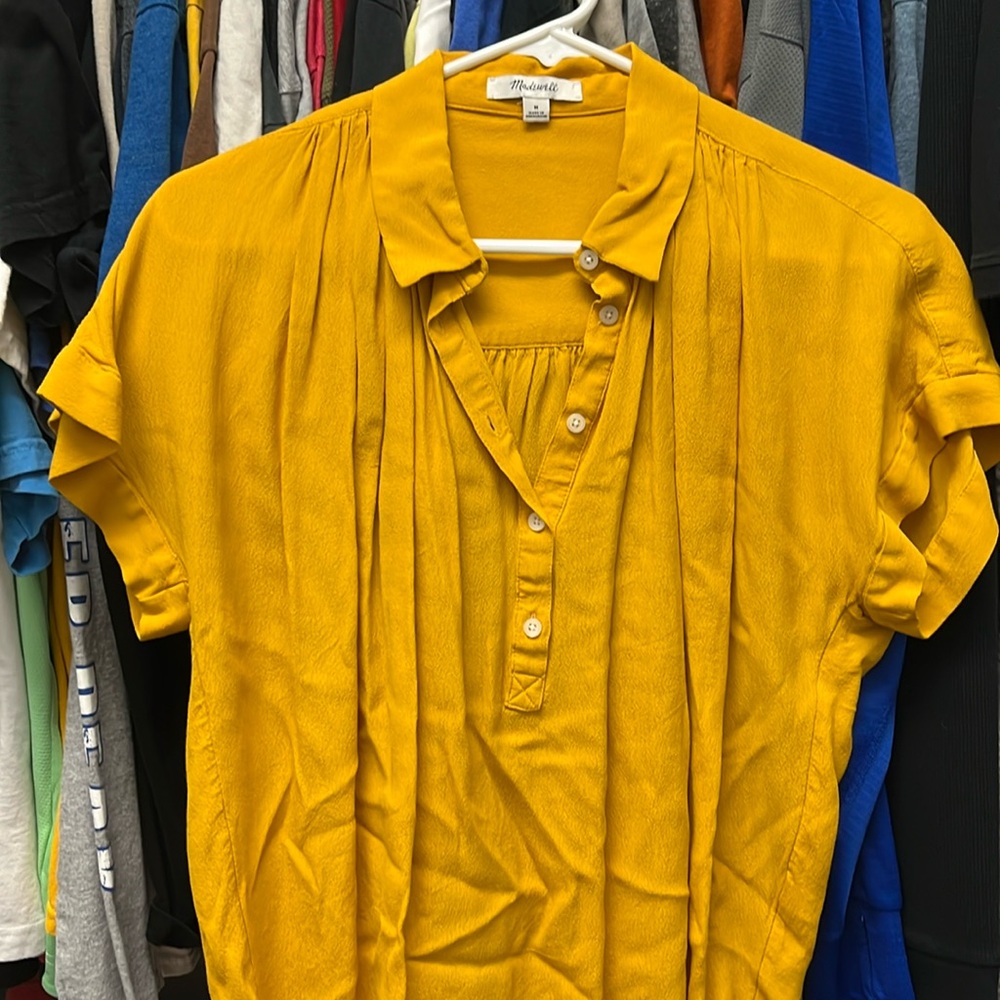 Madewell Yellow Viscose Popover Blouse M